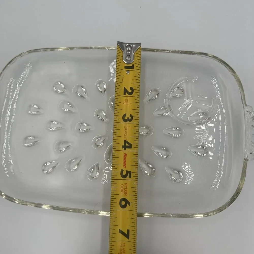Vintage Hazel Atlas Tear Drop Glass Luncheon Snack Dessert Tray and Cup Set
